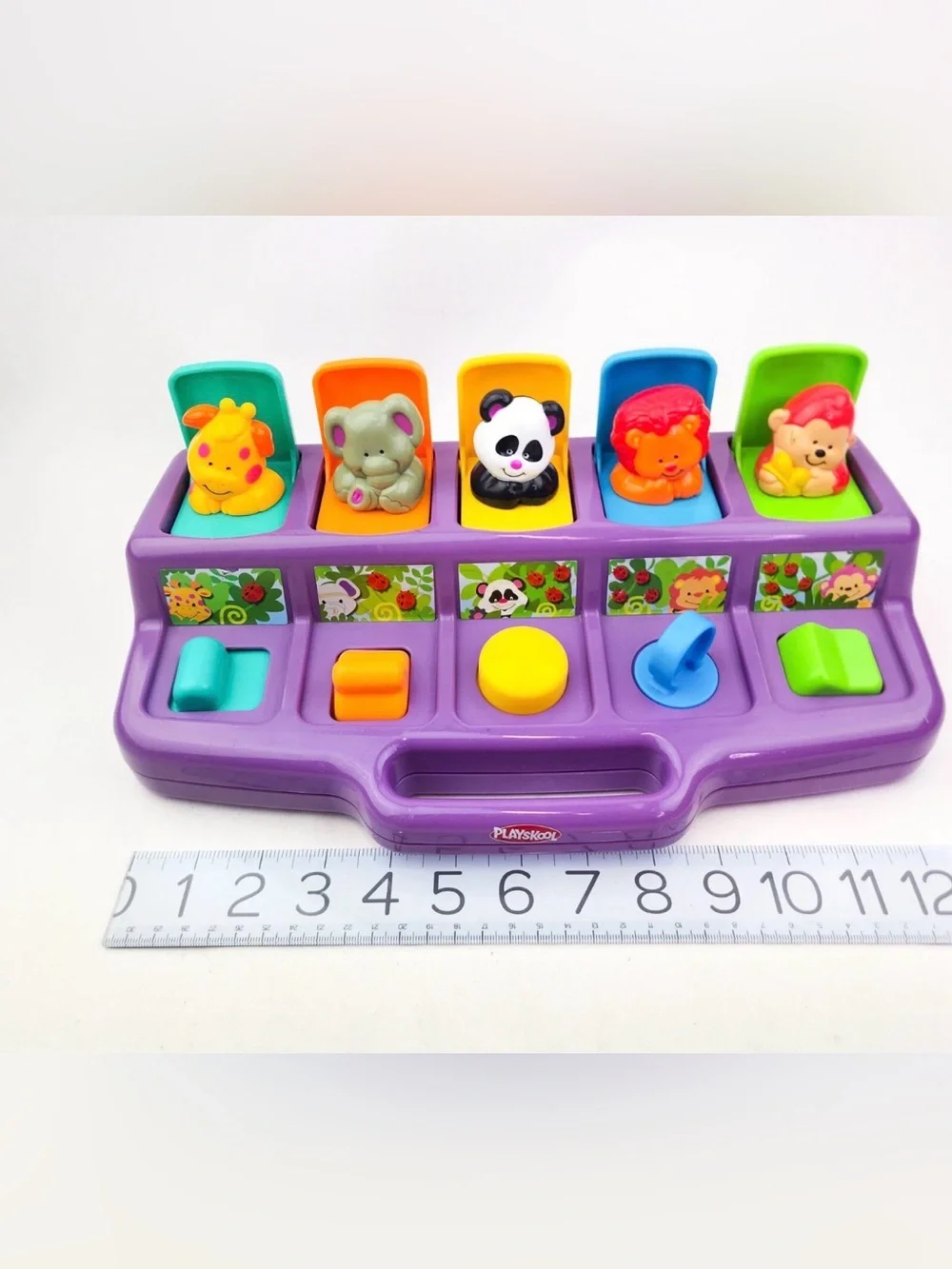 Vintage 1995 Playskool Busy Basics Poppin Pals Pop Up Jungle Animals Purple